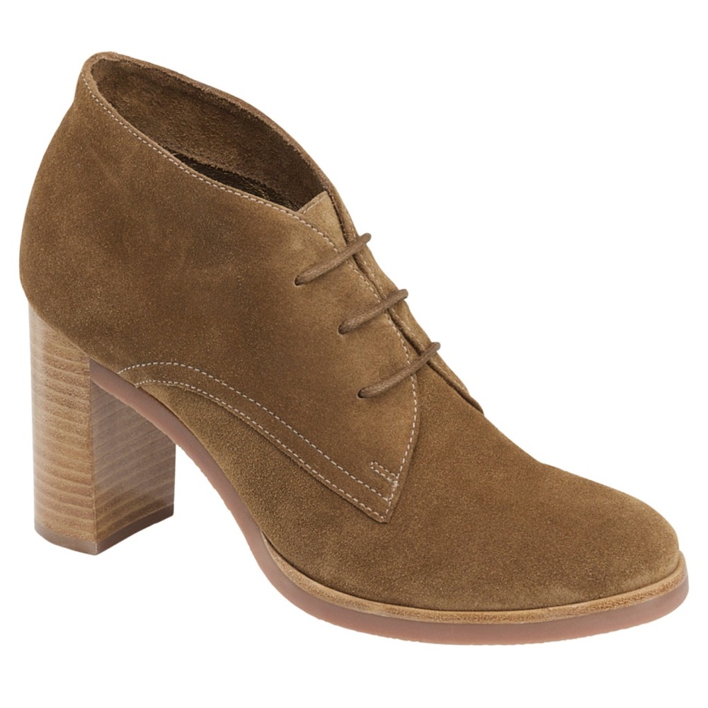 Johnston and Murphy Suede Alayna Bootie in Whiskey Suede.